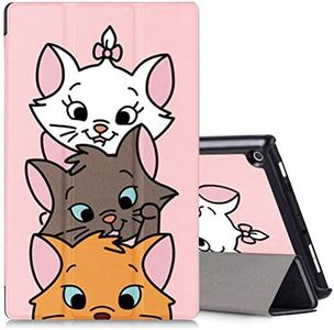 Pnakqil Custodia Cover per Amazon Kindle Fire HD 8 (6ª/ 7ª / 8ª Generazione – Uscita 2018/2017/2016), Smart Cover in Pelle PU con Auto Svegliati/Sonno e Trifold Funzione Stand, Gatto 01