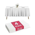 4 White Plastic Tablecloth - 108 X 54 Plastic Table Cloth | Disposable Tablecloths | White Tablecloths | Plastic Table Cover | Tablecloths for BBQ, Party, Fine Dining, Wedding, Outdoor