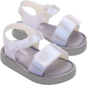 Mini Melissa Jump Sandals for Babies & Toddlers - Easy On/Off Papete Jelly Sandal for Kids, Adjustable Velcro Fastener, Sandals for Toddler Girls, Sporty Sandals, Jelly Shoes, Grey/Pearl Blue, 9