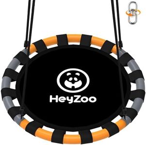 HeyZoo Saucer Swing, 40 Inch Swing Sets for Backyard and Outdoor Playground, 900lbs Weight Capacity, with 360 Degree Swivel, Gifts for Kids, Grey and Orange