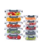 Neo 10 Containers & 10 Lids Glass Food Storage Containers Set with Snap Locking Lids Meal Prep Airtight Lunch Box Microwave Oven Freezer and Dishwasher Friendly (10 Piece)