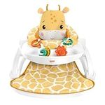 Fisher-Price Portable Baby Chair with Snack Tray, BPA-Free Teether and Clacker Toy, Plush Giraffe Seat Pad, Sit-Me-Up Floor Seat, HPJ16