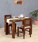 MURALICRAFT Solid Sheesham Wood Dining Table 2 Seater | Two Seater Dinning Table with 2 Chairs for Home | Chairs with Cushion | Dining Room Sets for Restaurants | Rosewood, Rustic Teak Finish