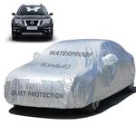 TOmAutO Textured Car Cover for Nissan Terrano - Waterproof, Triple Stitched, Elastic, Mirror & UV Protection, Dust Shield, Rust Prevention, Without Antenna Pockets - Silver Look