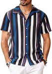 COOFANDY Men's Striped Button Down 