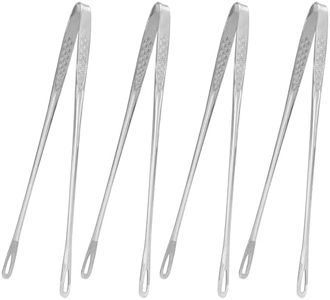 4 Pack Stainless Steel Grill Tongs Korean Japanese Barbecue Tongs Kitchen Food Tongs Tweezers Cooking Clamp (11inch/28cm)