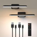 NARUNDREN 2Pack Picture Lights Battery Operated with Remote, Rechargeable Picture Lights for Wall, 3CCT&Brightness Dimmable,300 LM, Sticker/Screw Installation, Art Light for Display, Gallery, Artwork