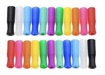 Mini Skater 22Pcs Caps Silicone Tip Anti Burn Teeth Protector Bar Reusable Silicone Straw Sleeve Food Grade Accessories Silicone Tip for 1/4 Inch Wide (6MM OD) Stainless Steel Straws,11 Colors