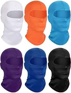 6 Pieces Ski Mask Kids Balaclava Winter Windproof Face Covering Breathable Neck Gaiter for Winter Outdoor Activities (White, Sky Blue, Orange, Dark Blue, Purple, Black, Large)