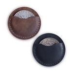 EDC Coin Slip 2 Pack - Real Leather Pouch for Challenge Coin