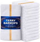 GREEN LIFESTYLE Gold Stripe Terry Kitchen Bar Mops 28 Oz- 16 X 19 inches, Highly Absorbent, Ultra-Light, and Durable, Pack of 12