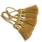 Makhry 20pcs 4.3 Inch Handmade Silky Floss Mini Tiny Craft Tassels with 2-Inch Cord Loop and Small Chinese Knot for Earrings, Souvenir, Bookmarks, DIY Craft Accessory,Tags (Champagne)
