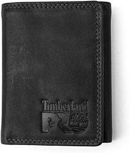 Timberland Men's Leather Trifold With Id Window Wallet, Black/Bullard, One Size US