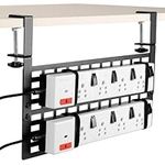 Belle Vous Under Desk Cable Management Panel - Black Cable Management Tray for Computer Desk - Office Desk Cable Tidy/Wire Management Cable Rack Clamp