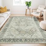 Washable Rugs Living Room Large Rug 160x230 cm Soft Low Pile Rugs for Bedroom Classic Carpet for Kitchen Dining Room Anti-Slip Non Shedding, Green