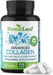 ForestLeaf Multi Collagen Pills with Hyaluronic Acid + Vitamin C | Hydrolyzed Collagen Supplements for Women or Men | Multi Collagen Capsules Peptides for Skin