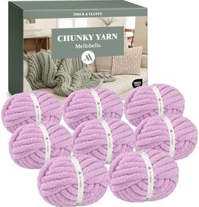 Mellobello Jumbo Chunky Yarn for Hand Knitting - Super Thick Chenille Chunky Yarn for Crocheting - Extra Soft Bulky Fluffy Blanket Big Yarn 8 Jumbo Pack (27yds,8 oz Each Skein) Purple