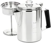 Cididu Camping Coffee Pot Stainless Steel, Coffee Pot Outdoors, Durable Stove Top Brew Coffee Maker on Fire, Ideal for Group Camping, Hiking, Backpacking, RV and Travel, 9 Cups