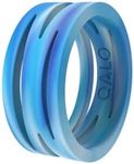 QALO Women's Rubber Silicone Ring, Bioluminescent Glow Zaha Silicone Rubber Wedding Band, Breathable, Durable Engagement Silicone Ring, Blue, Size 7