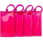 4-Pack Luggage Tags for Suitcases | Travel Tags for Luggage | Bag Tags | Flexible Travel ID | Luggage Labels for Suitcases, Baggage & Bags | Pink Luggage Tags