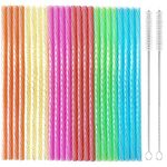 XINGXINLIAN 60 Pieces Reusable Drinking Straw with 2 Straw Cleaner Brush, Colorful Hard Plastic Drinking Straw Reusable, Reusable Rainbow Straws for Drinking Milk Juice Coffee Cocktail