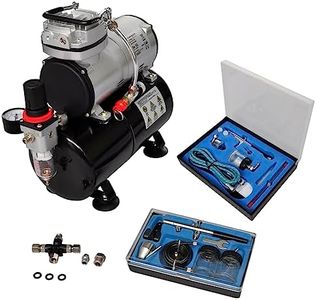 vidaXL Professional Airbrush Compressor Set with 2 Pistols - Dual Function, Low Noise, Adjustable Air Pressure, Complete Set for Model Making, Tattoos, Nail Art and More