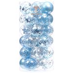 Sea Team 60mm/2.36" Shatterproof Clear Plastic Christmas Ball Ornaments Decorative Xmas Balls Baubles Set with Stuffed Delicate Decorations (30 Counts, Blue)