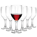 AHUNTTER Set of 6 Large Plastic Wine Glasses 350ml Unbreakable Reusable Polycarbonate Clear Red Wine Glasses for Party Camping Picnics Hot Tubs Pools