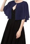 SUN-ROSE FASHIONS Women's Soft Chiffon Capelets: Soft Shawls, Capes Cover up and Wraps for Elegant Dress | Free Size (Navy Blue)