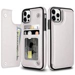 Coolden Compatible with iPhone 12 Case iPhone 12 Pro Case Wallet Case Shockproof with Card Holder Slot Flip Folio PU Leather Magnetic Closure Protective Case Compatible with iPhone 12/12 Pro (White)