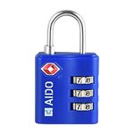 AIDO by dormakaba Group 3 Digit TSA Approved Number Lock |30mm Combination Lock for Luggage, Suitcase, Bags & Lockers | Steel Shackle | Travel-Friendly | 2 Yr Warranty | Blue