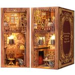 Fsolis DIY Book Nook Kit,DIY Miniature,Book Nook Dollhouse Decorative Bookcase with LED Lights,3D Puzzle House Model,Book Nook Shelf Insert DIY Booknooks