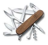 Victorinox Swiss Army Knife - Huntsman - 15 Functions, Multi-utility tool - Walnut Wood Brown, 91 mm