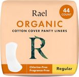 Rael Organic Cotton Cover Panty Liners - Unscented, Chlorine Free, Hypoallergenic, Light Absorbency, Pantyliners for Women, Vegan & Cruelty Free (Regular, 44 Count)