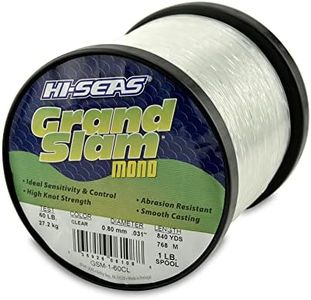 Hi-Seas Grand Slam Monofilament Line, 60 lb / 27.2 kg Test, 031 in / 0.80 mm Dia, Clear, 840 yd / 768 m