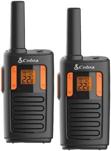 Cobra RX180 Walkie Talkies – 18-Mile Long Range Signal, 22 Preset Channels, NOAA Weather Alerts, 10 Call Tones, Voice-Activated, Compact and Reliable, 2-Pack, Orange/Black