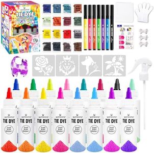 16-Color Tie Dye Kit for Kids & Adults – Includes Fabric Markers, Pre-Filled Dye Bottles, Refills, Stencils, Mini Doll & Nozzle – Non Toxic Permanent Fabric Dye Art Set, Easy DIY Art - Create Fun