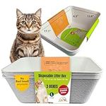 ANGELYCIA Disposable Litter Boxes for Cats | Baking Soda Effect and Maximum Odor Control |17.1”L, 12.6”W, 6.6”H | Recycled White Paper | Durable and Water Resistant | Large Size (Large- 3 Pieces)