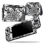 Design Skinz - Compatible with Nintendo Switch Console Bundle - Skin Decal Protective Scratch-Resistant Removable Vinyl Wrap Cover - Black and White Geometric Floral