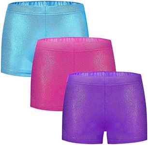 BYONEME Girls Dance Short Gymnastics Athletic Shorts Sparkle Glitter Tumbling Bottoms