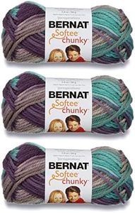 Bernat Softee Chunky Shadow Yarn - 3 Pack of 80g/2.8oz - Acrylic - 6 Super Bulky - 77 Yards - Knitting/Crochet