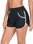 RELLECIGA Women's Black High Waisted Pockets Swim Shorts Swim Board Shorts for Women Size Large