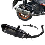 QZSUN Motorcycle Full Exhaust Pipe System Slip On Muffler Baffle Header Muffler for GY6 Engine 125cc 150cc Scooter Moped ATV (with Removable DB Killer)