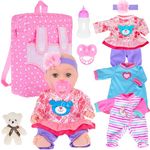 ebuddy 12 inch Baby Doll and Accessories-Reborn Baby Dolls Real Life Dolls with 3 Sets Clothes,Backpack,Pacifier, Bottle(One Doll)