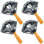 4 Pcs Right Angle Clamp, 90 Degree Corner Clamps for Woodwork, Single Handle Aluminium Alloy Vice with Adjustable Swing Jaw, Woodworking Clamps for DIY Woodworking Welding