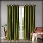 Fabric Fusion Premium Light Filtering Polyester Plain Curtains for Door, 7 Feet,Pack of 4 (Green)