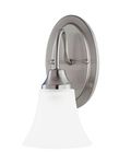 Seagull 41806-962 Lighting Bathroom Sconce with Satin Etched Glass Shades, Brushed Nickel Finish, Brushed Nickel