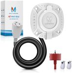 MICTUNING 15A 20 Inch AC Port Plug with Heavy Duty Integrated Extension Cord with Water Resistant Cap and Hole Saw- White