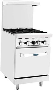 CookRite Commercial Natural Gas Range 24 4 Burner Hotplates With Standard Oven - 124,000 BTU