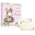 Recipe Binder 8.5x11 3 Ring, Blank Recipe Book to Write in Your Own Recipes, Family Recipe Binder with Plastic Sleeves, 4x6 recipe cards Binder Kit to make your own cookbook (Retro Cups)